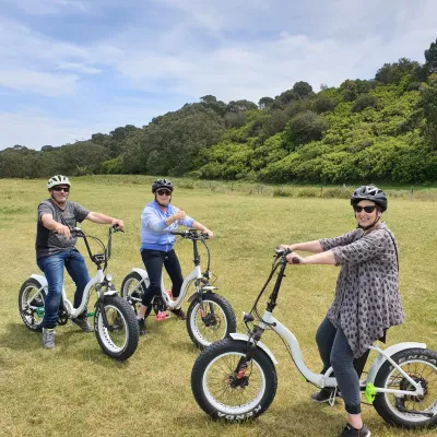 3 people riding electric bikes